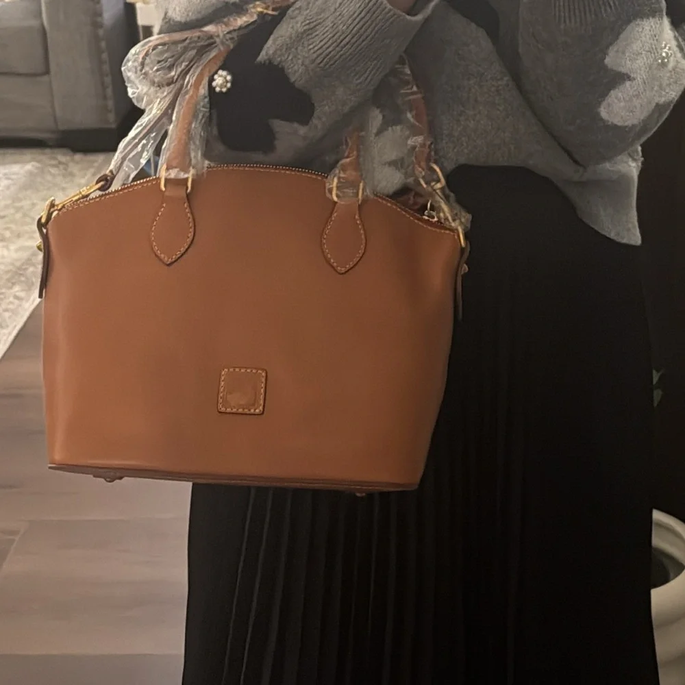 NWT Dooney & Bourke Florentine Geena Satchel Natural Brown Leather Satchel - Picture 5 of 6